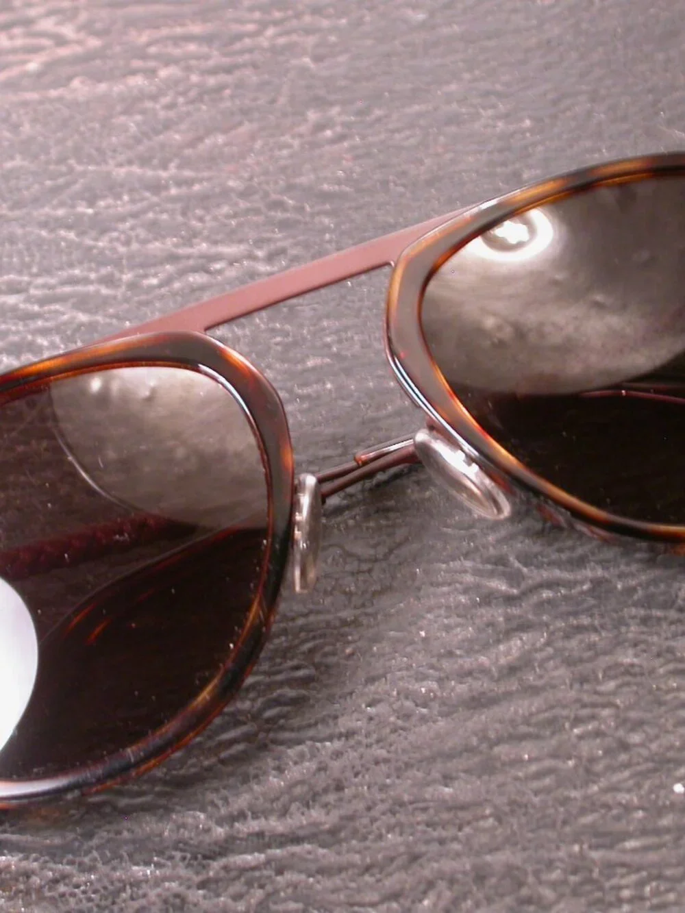 Tods Leather and Tortoise Metal Aviator Sunglasses Made in Italy